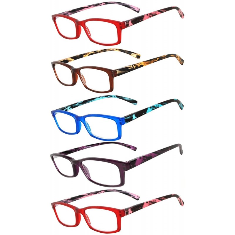 Rectangular Readers 5 Pack of Men Women Reading Glasses Deluxe Spring or Fix Hinge Stylish Look 180 Day Guarantee - CR12O0LZX...