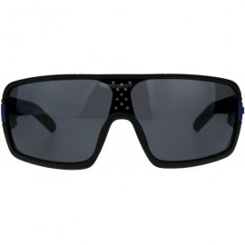 Rectangular KUSH Goggle Sunglasses Mens Matted Black Shield Frame UV 400 - Black Blue - CG18DH4O7R9 $11.00