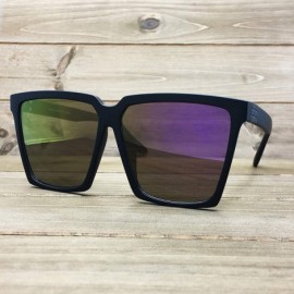 Oversized 7240-1 Premium Oversized XXL Square Flat Mirrored Sunglasses - Purple - CA18OT8U0CN $16.74