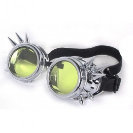 Goggle Vintage Goggles Steampunk Rave Retro Spiked Glasses Cosplay Halloween - Frame+yellow Lenses - CG18HADG6MD $12.37