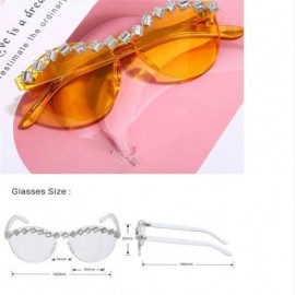 Cat Eye Diamond Sunglasses Rhinestone Eyeglasses Transparent - 9 - CZ198EWI36T $28.24