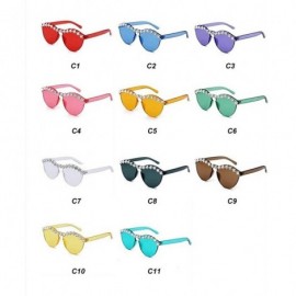 Cat Eye Diamond Sunglasses Rhinestone Eyeglasses Transparent - 9 - CZ198EWI36T $28.24