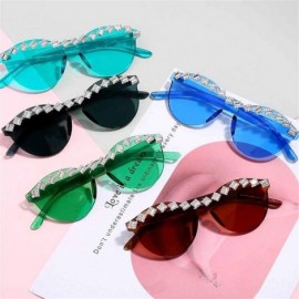 Cat Eye Diamond Sunglasses Rhinestone Eyeglasses Transparent - 9 - CZ198EWI36T $28.24