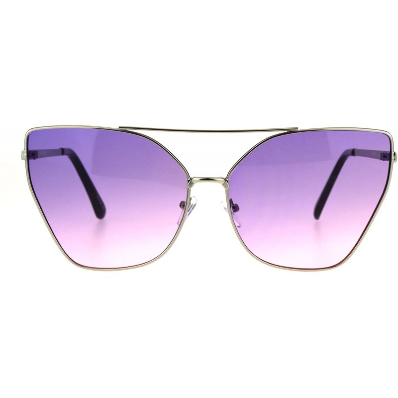 Butterfly Womens Oversized Fashion Sunglasses Square Butterfly Metal Frame Ombre Lens - Silver (Purple Pink) - CN186NNU64Y $9.51