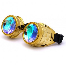 Goggle Goggles Kaleidoscope Steampunk Rave Glasses with Crystal Glass Lens - Gold - C118HLS3KXI $12.47