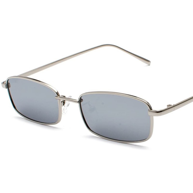 Square Sunglasses Women Vintage Metal Frame Eyewear Modern UV400 Ultra Light - Silver B5 - CD18DL3AGRY $9.45