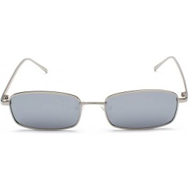 Square Sunglasses Women Vintage Metal Frame Eyewear Modern UV400 Ultra Light - Silver B5 - CD18DL3AGRY $9.45