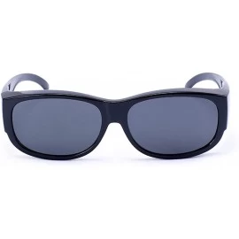 Wrap Wear Around Polarized Sunglasses for Men & Women TR90 Wear Over Prescription Glasses - Black/Black - CL12FW5DX5X $12.20