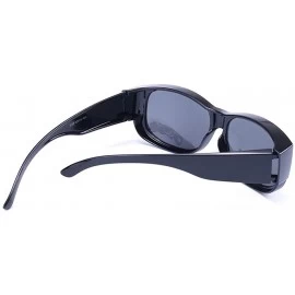 Wrap Wear Around Polarized Sunglasses for Men & Women TR90 Wear Over Prescription Glasses - Black/Black - CL12FW5DX5X $12.20