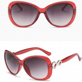 Oval Retro Knot Sunglasses for Women Plate Resin UV400 Sunglasses - Red - C018T2U45ME $12.32