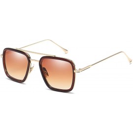 Square Vintage Aviator Sunglasses Square Gradient - Yellow Lens - CF18UXNW0DX $10.94