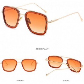 Square Vintage Aviator Sunglasses Square Gradient - Yellow Lens - CF18UXNW0DX $10.94