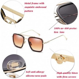 Square Vintage Aviator Sunglasses Square Gradient - Yellow Lens - CF18UXNW0DX $10.94