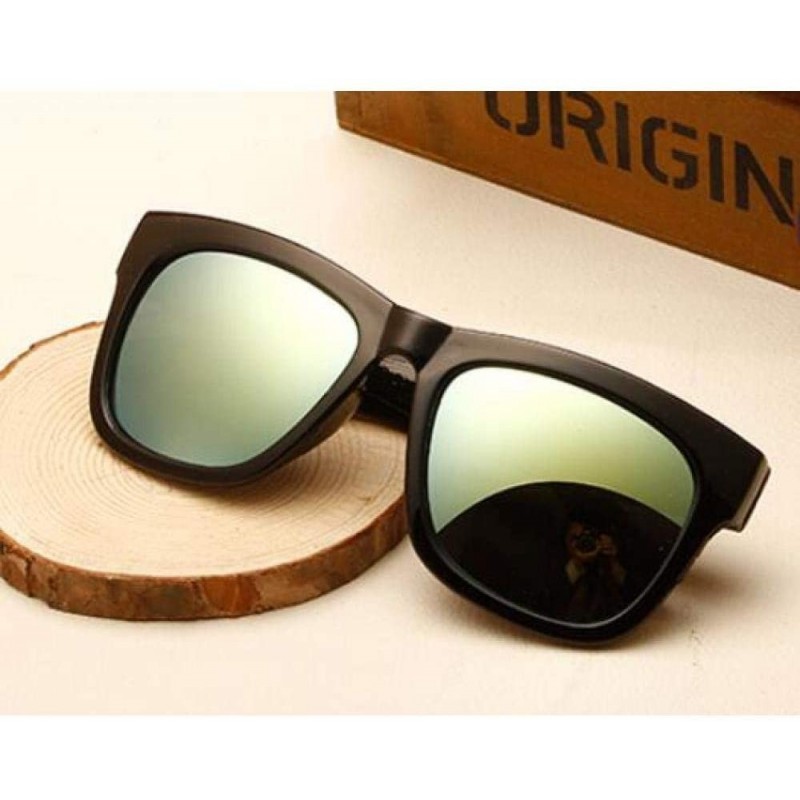 Square Oversized Sunglasses Coating Classic Glasses - Gold - CB197TXYQO2 $27.18