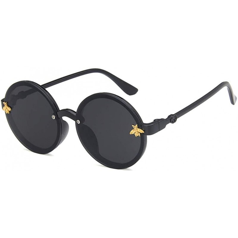 Round Unisex Sunglasses Retro Black Grey Drive Holiday Round Non-Polarized UV400 - Black Grey - CE18RI0T9YY $9.23