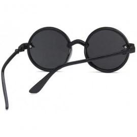 Round Unisex Sunglasses Retro Black Grey Drive Holiday Round Non-Polarized UV400 - Black Grey - CE18RI0T9YY $9.23