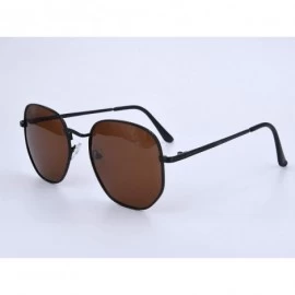 Round Women's Modern Oversized Sunglasses Square Sunnies - Black Frame/Brown Lens - C118U0IDH7H $10.63