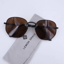 Round Women's Modern Oversized Sunglasses Square Sunnies - Black Frame/Brown Lens - C118U0IDH7H $10.63