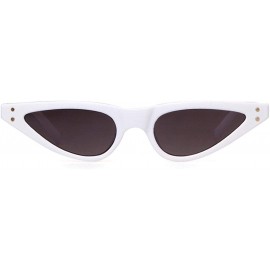 Goggle Vintage Retro Cat Eye Sunglasses for Women Small Designer Shade UV400 Glasses - White - CM18DCYI20Z $8.45