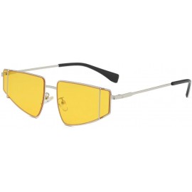 Aviator Fashion Men Women Irregular Shape Sunglasses Glasses Vintage Retro Style Luxury Accessory (Yellow) - Yellow - CC195N2...