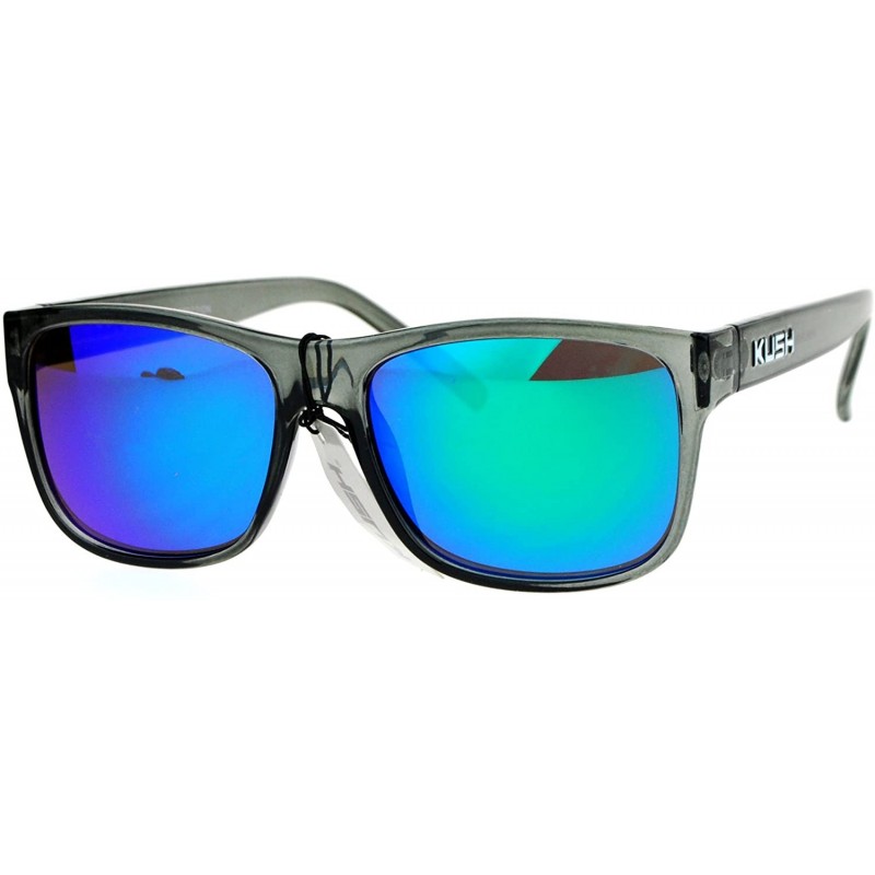 Square KUSH Unisex Sunglasses Slate Gray Square Frame Mirror Lens UV 400 - Gray (Teal Mirror) - CX186SXYQAH $10.28