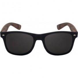 Wayfarer Horn Rimmed Wood Pattern Sunglasses for Men Women Spring Hinge 5401ASWD-SD - C218I4GIRGE $7.71