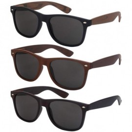 Wayfarer Horn Rimmed Wood Pattern Sunglasses for Men Women Spring Hinge 5401ASWD-SD - C218I4GIRGE $7.71