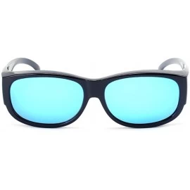 Square Wear Around Polarized Sunglasses for Men & Women TR90 Wear Over Prescription Glasses - Black/Blue - CL12FW5DU6F $13.91