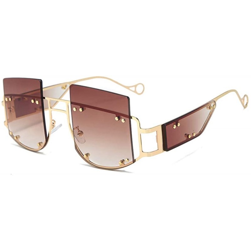 Square Woman Retro Oversized Big Square Frame UV400 Polarized Sunglasses for Female 2130 - Tea - C618ZA66GY7 $35.89