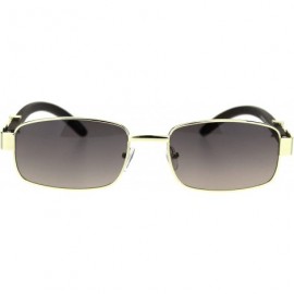 Rectangular Mens OG Rapper Narrow Rectangular Chain Arm Baroque Sunglasses - Light Gold Grey Smoke - CX18SSEXZ05 $12.99