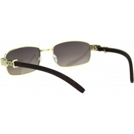 Rectangular Mens OG Rapper Narrow Rectangular Chain Arm Baroque Sunglasses - Light Gold Grey Smoke - CX18SSEXZ05 $12.99