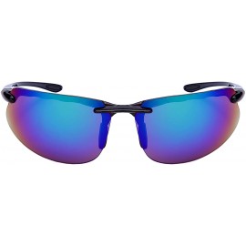 Wrap Sleek Sports Wrap Sunglasses w/Color Mirror Lens 570053-REV - Clear Brown - CQ12OCZZ1LF $11.54