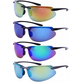 Wrap Sleek Sports Wrap Sunglasses w/Color Mirror Lens 570053-REV - Clear Brown - CQ12OCZZ1LF $11.54