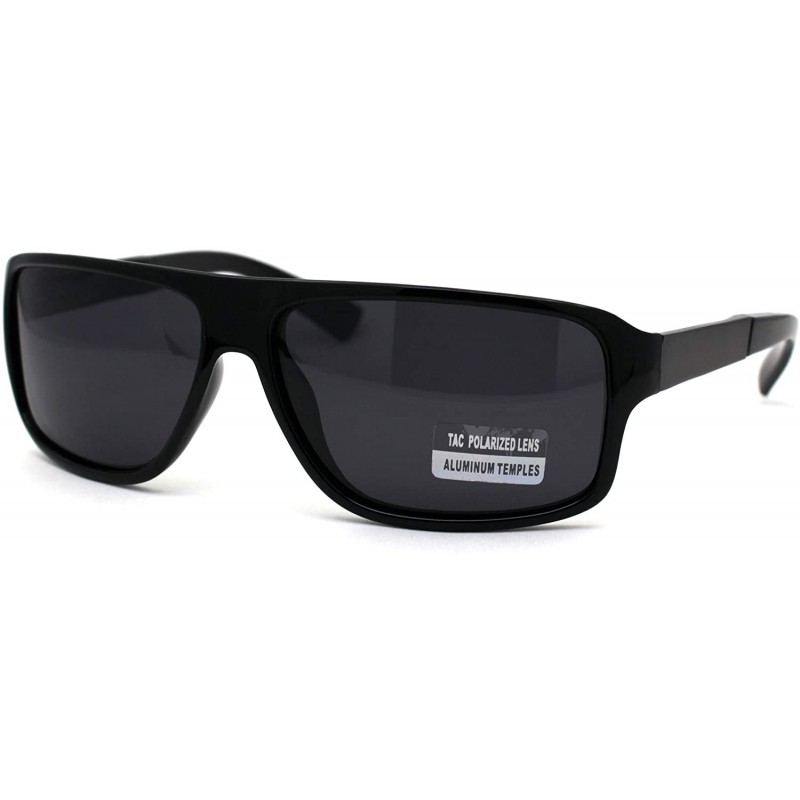 Square Mens Aluminum Arm Flat Top Plastic Mobster Racer Sunglasses - All Black - CW196IQU3IN $13.25