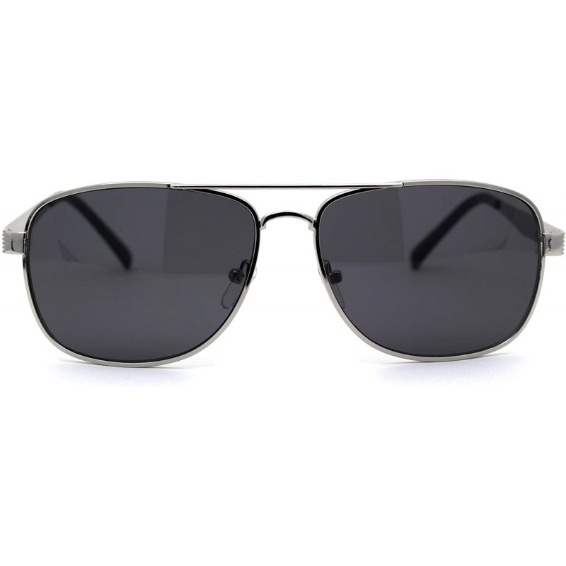 Rectangular Mens Rectangular Metal Rim Officer Style Pilots Sunglasses - Silver - CL197UYE6X6 $11.28