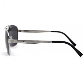 Rectangular Mens Rectangular Metal Rim Officer Style Pilots Sunglasses - Silver - CL197UYE6X6 $11.28