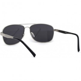 Rectangular Mens Rectangular Metal Rim Officer Style Pilots Sunglasses - Silver - CL197UYE6X6 $11.28