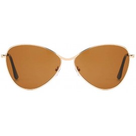 Wrap Sunglasses For Men Women Classic Half Frame Polarized Metal Mirror Semi-Rimless Eye Glasses - Gold - CO18S6II032 $8.14