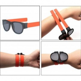 Aviator Creative Foldable Men Women Sunglasses Wristband Slappable Sun Glasses Black - Red - CM18Y3OM54A $6.67