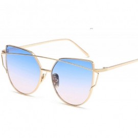 Square Sunglasses Women Luxury Cat Eye Design Mirror Flat Rose Gold Vintage Cateye Fashion Sun Glasses Eyewear - A15 - CS197A...