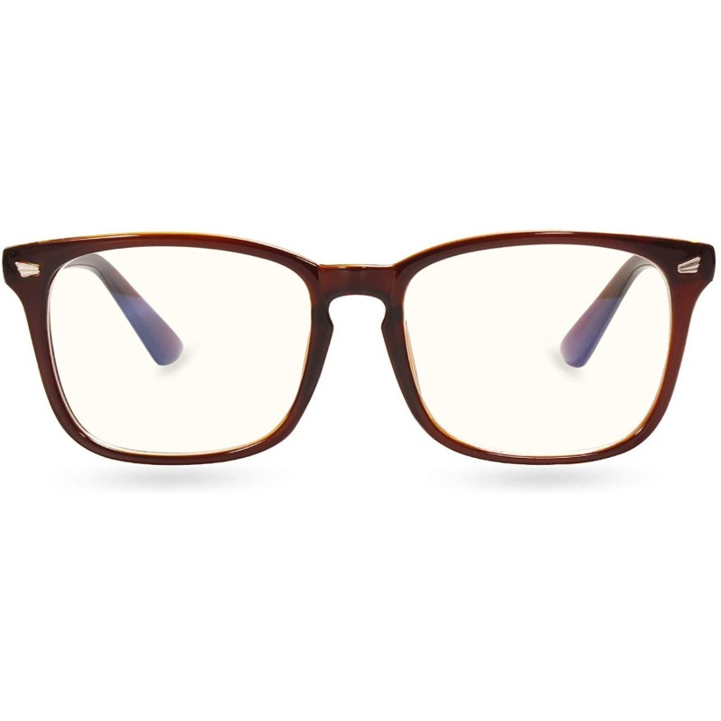 Square Plain Glasses Frame for Women Men non prescription Plastic full Frame Clear Lens - Brown - CG18QH95OWN $9.26