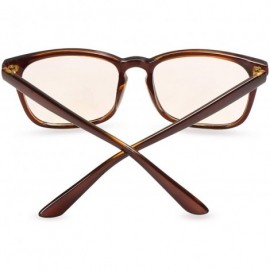 Square Plain Glasses Frame for Women Men non prescription Plastic full Frame Clear Lens - Brown - CG18QH95OWN $9.26