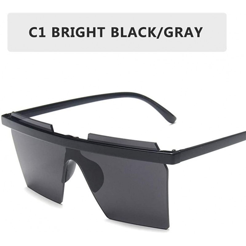 Rimless Oversize Square Sunglasses Women Fashion Flat Top Gradient Sun glasses Men Rimless Large Frame UV400 - C1 - C4198U7QA...