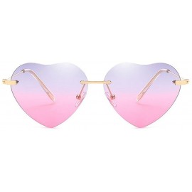 Aviator Retro Men Women Sunglasses Metal Heart Lovely Aviator Style Glasses Eyewear - Purple Pink - CR18D6EXX0X $18.52