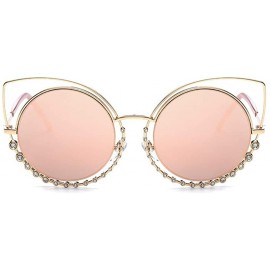 Oversized Crystal Accent Double Rim Cat-eye Sunglasses - CB18RQ6SAKD $22.27