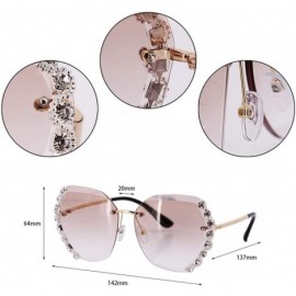 Goggle Sparkling Luxury Crystal Cutting Lens Sunglasses UV 400 Protection Rhinestone Sunglasses Fashion Eyewear - Tawney - CU...