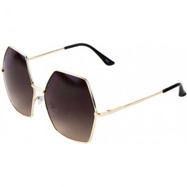 Butterfly Oversized Round Corners Geometric Polygon Sunglasses - Smoke Gold - C71907ZHQMZ $13.09