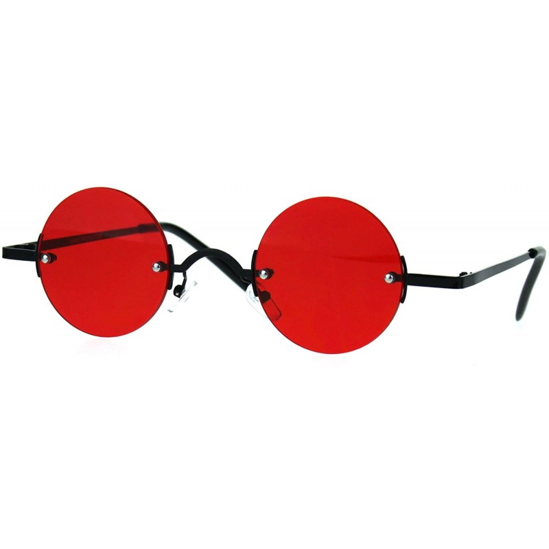 Oversized Hippie Groove Round Circle Rimless Lens Color Sunglasses - Black Red - C2188220HC5 $14.23