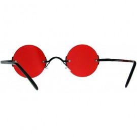 Oversized Hippie Groove Round Circle Rimless Lens Color Sunglasses - Black Red - C2188220HC5 $14.23