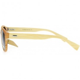 Round Polarized Real Bamboo Sunglasses Designer Fashion Round Keyhole UV 400 - Light Wood (Smoke) - CK1874ZXKLC $16.39